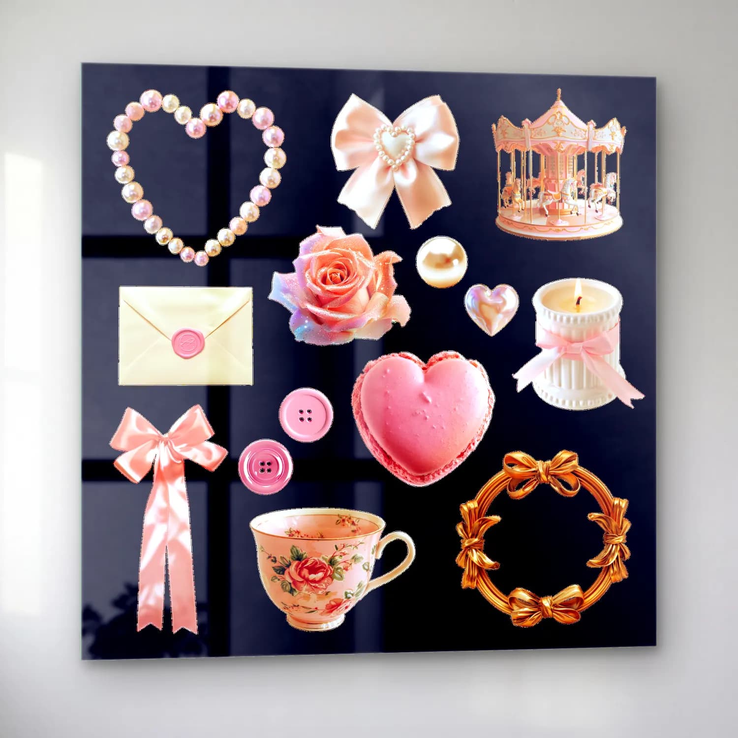 Pastel Hediye Paketleri – Pembe Tonlar cam tablo — sol açıdan görünüm