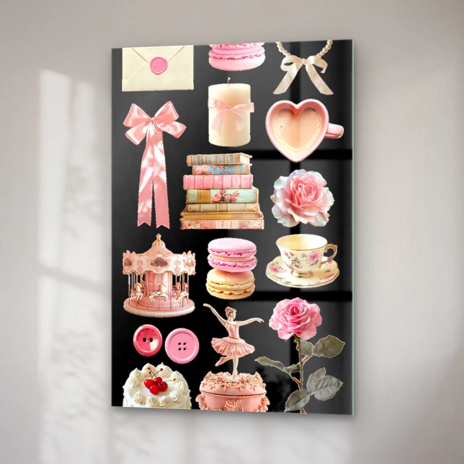 Pastel Tatlılar No. 6 cam tablo — sağ açıdan görünüm