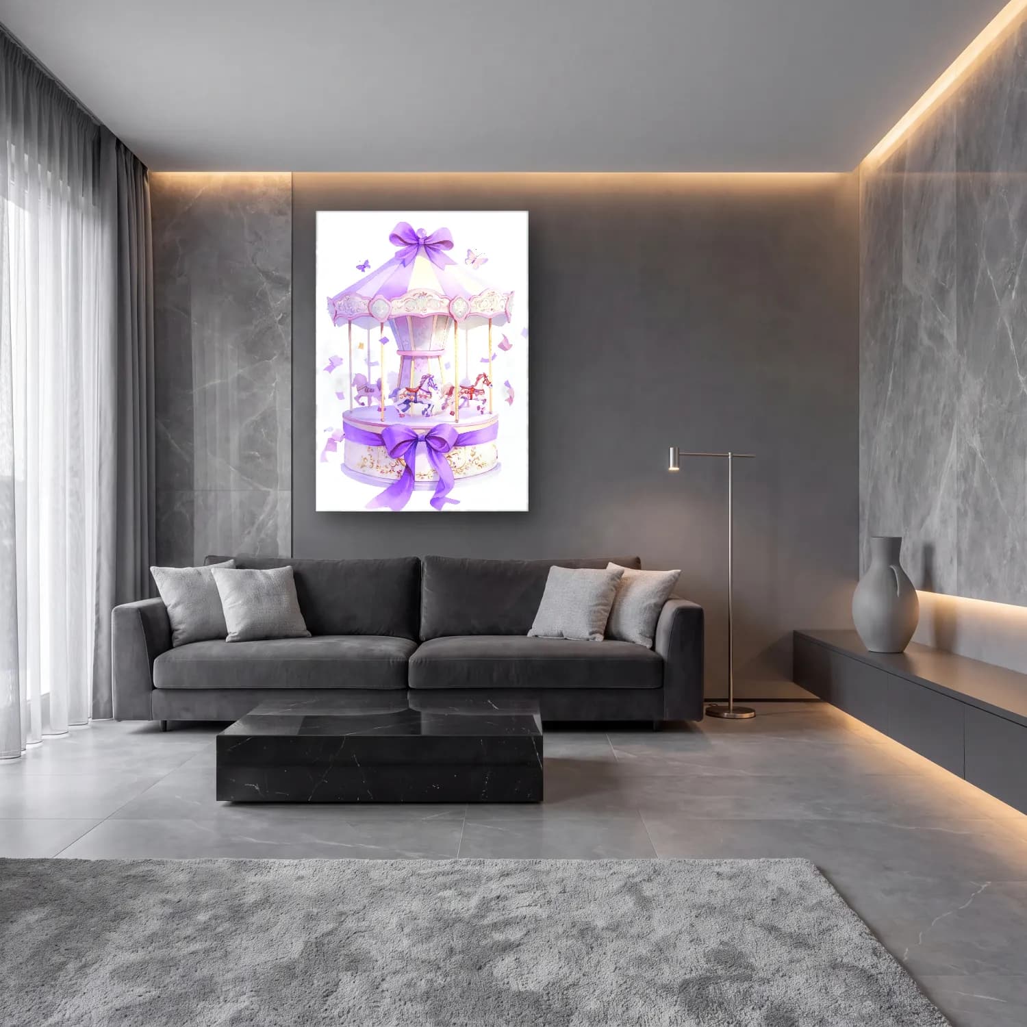 Pastel Tatlılar – Mor Tonlar cam tablo — lüks salon duvarında