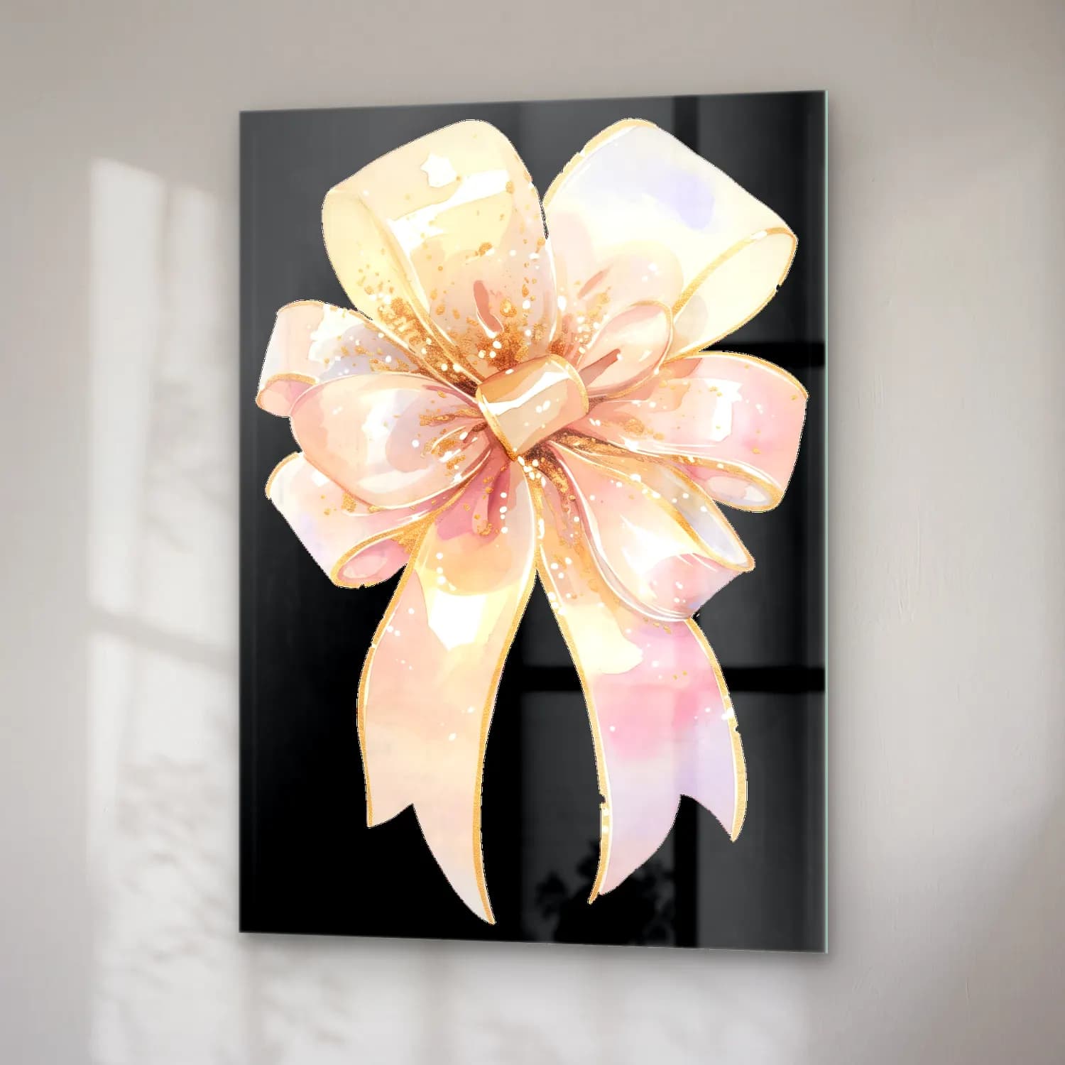 Pastel Fiyonk No. 46 cam tablo — sağ açıdan görünüm
