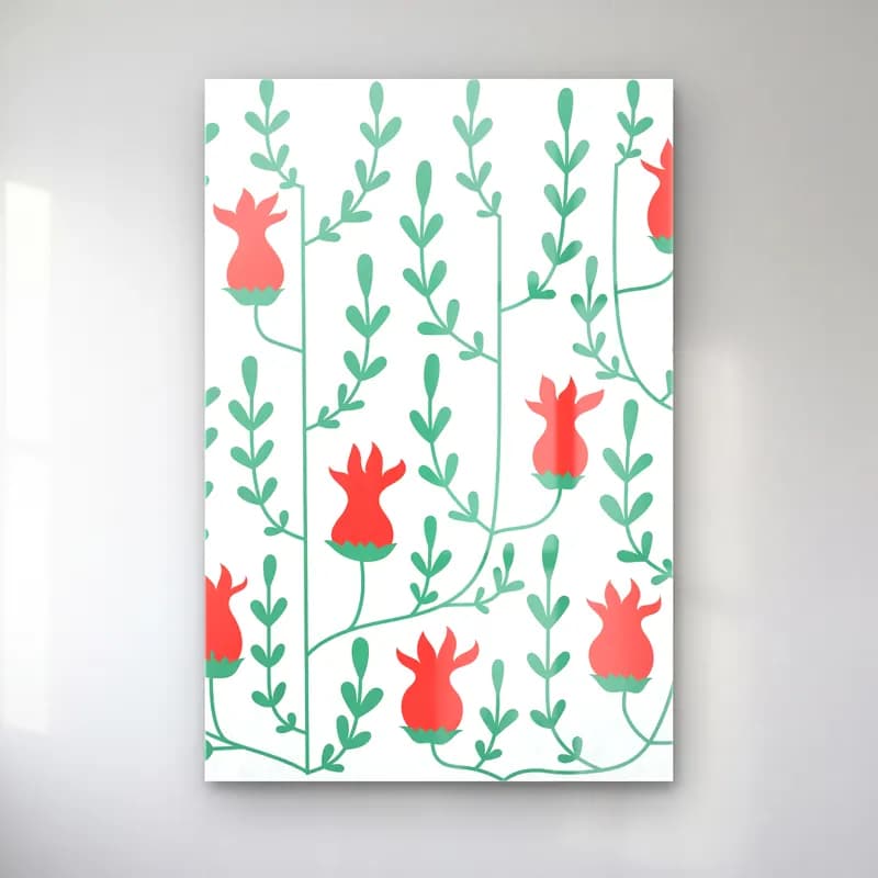 Retro Çiçek Deseni No. 21 cam tablo — Retro Çiçek Deseni No. 21 — retro çiçek deseni