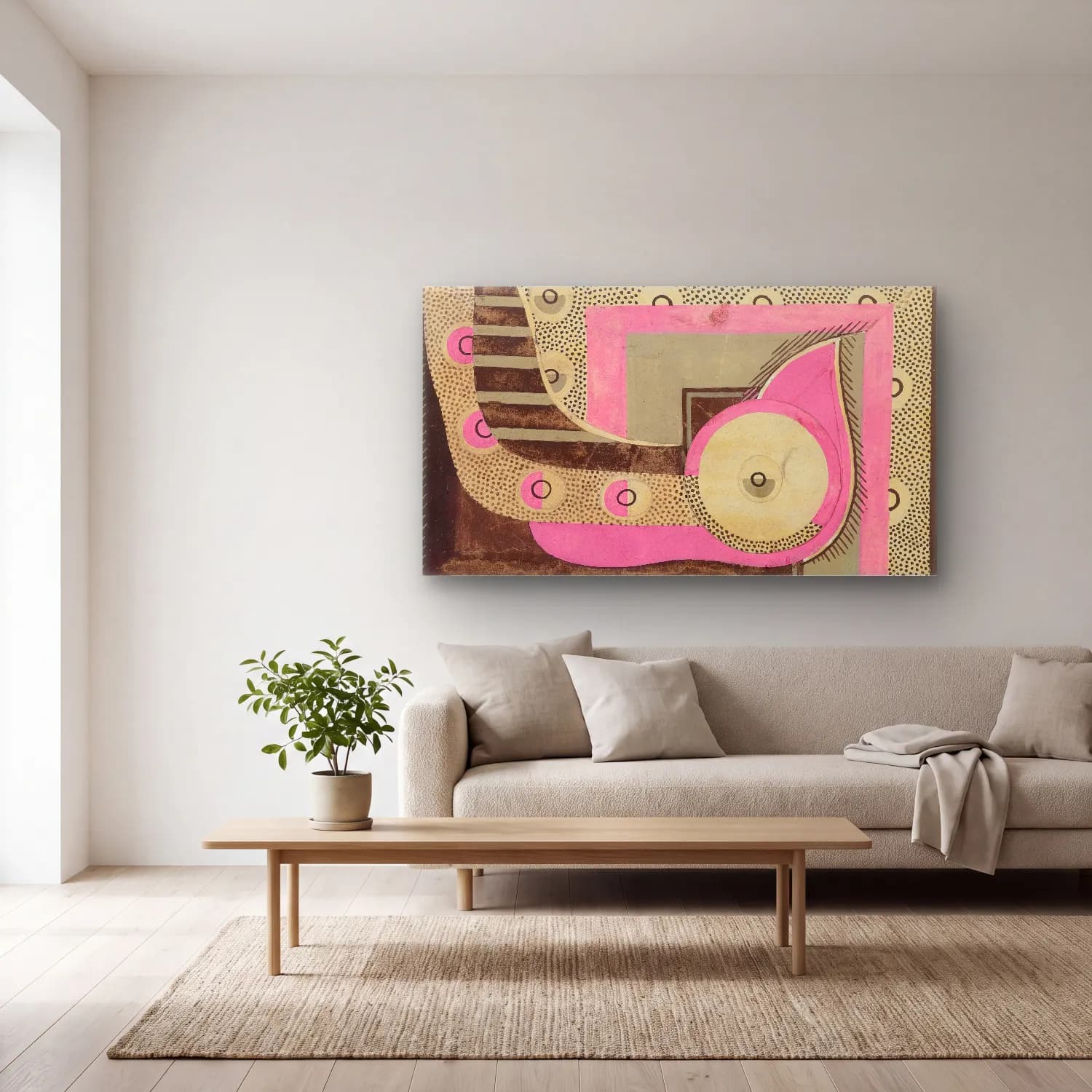 Georges Valmier – Composition (Étude Pour Un Motifs Décoratif) cam tablo — açık renk salonda