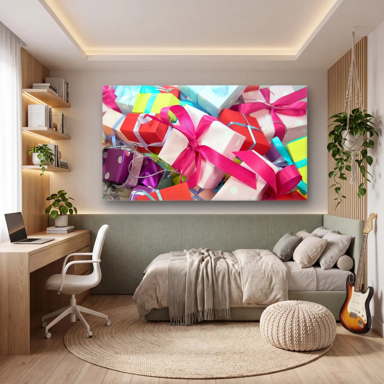 Pastel Hediye Paketleri No. 5 cam tablo — genç odasında