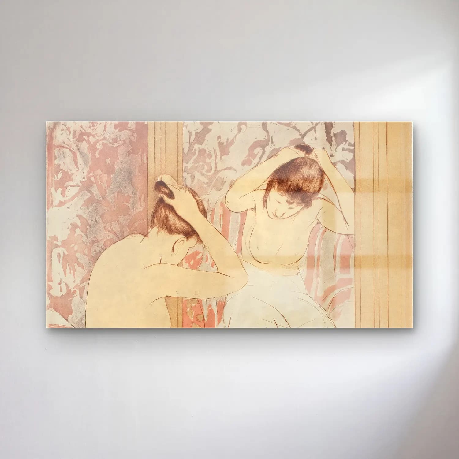 Mary Cassatt – The Coiffure cam tablo — Mary Cassatt – The Coiffure — vintage elbiseli kadın