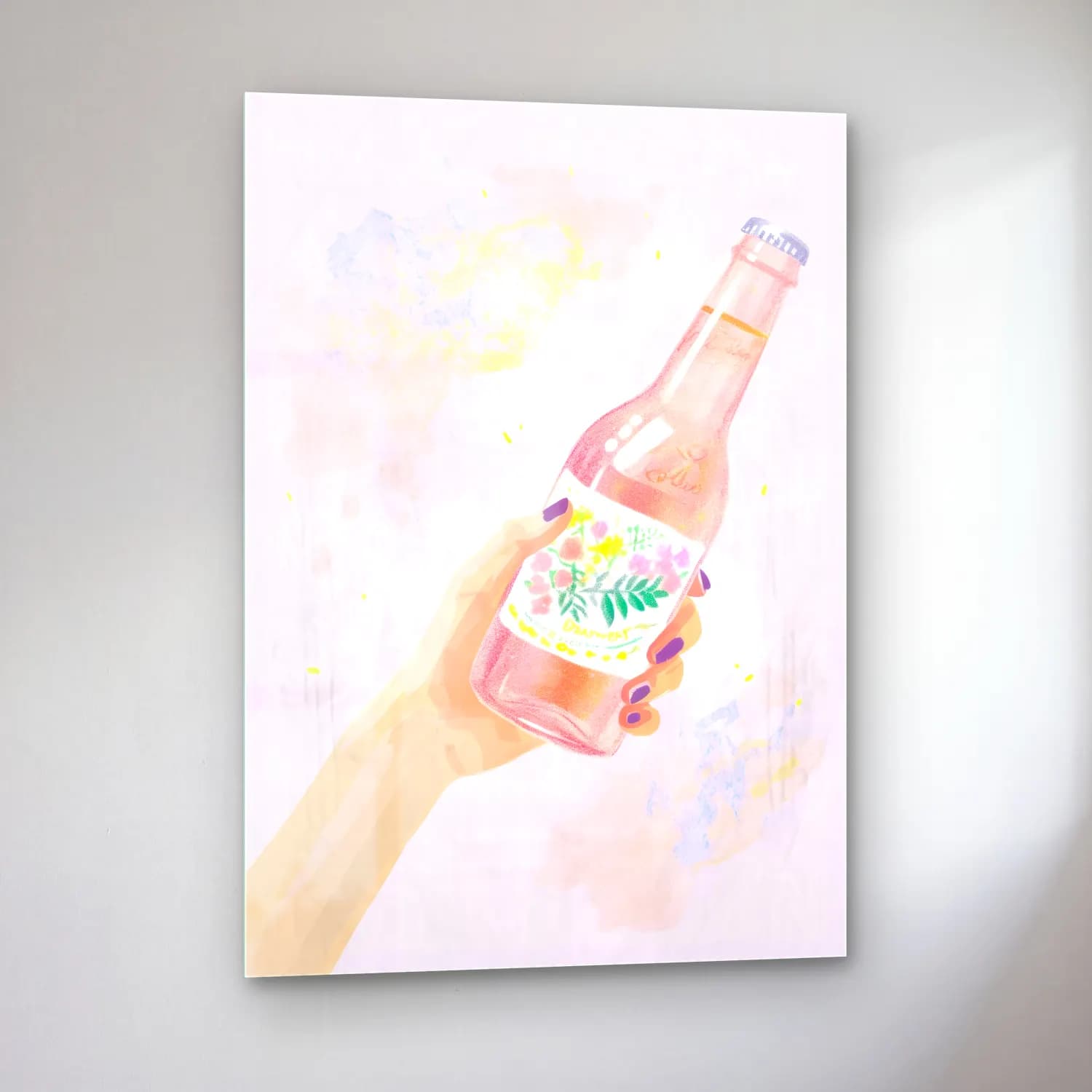 Pastel Şampanya – Pembe Tonlar cam tablo — sol açıdan görünüm