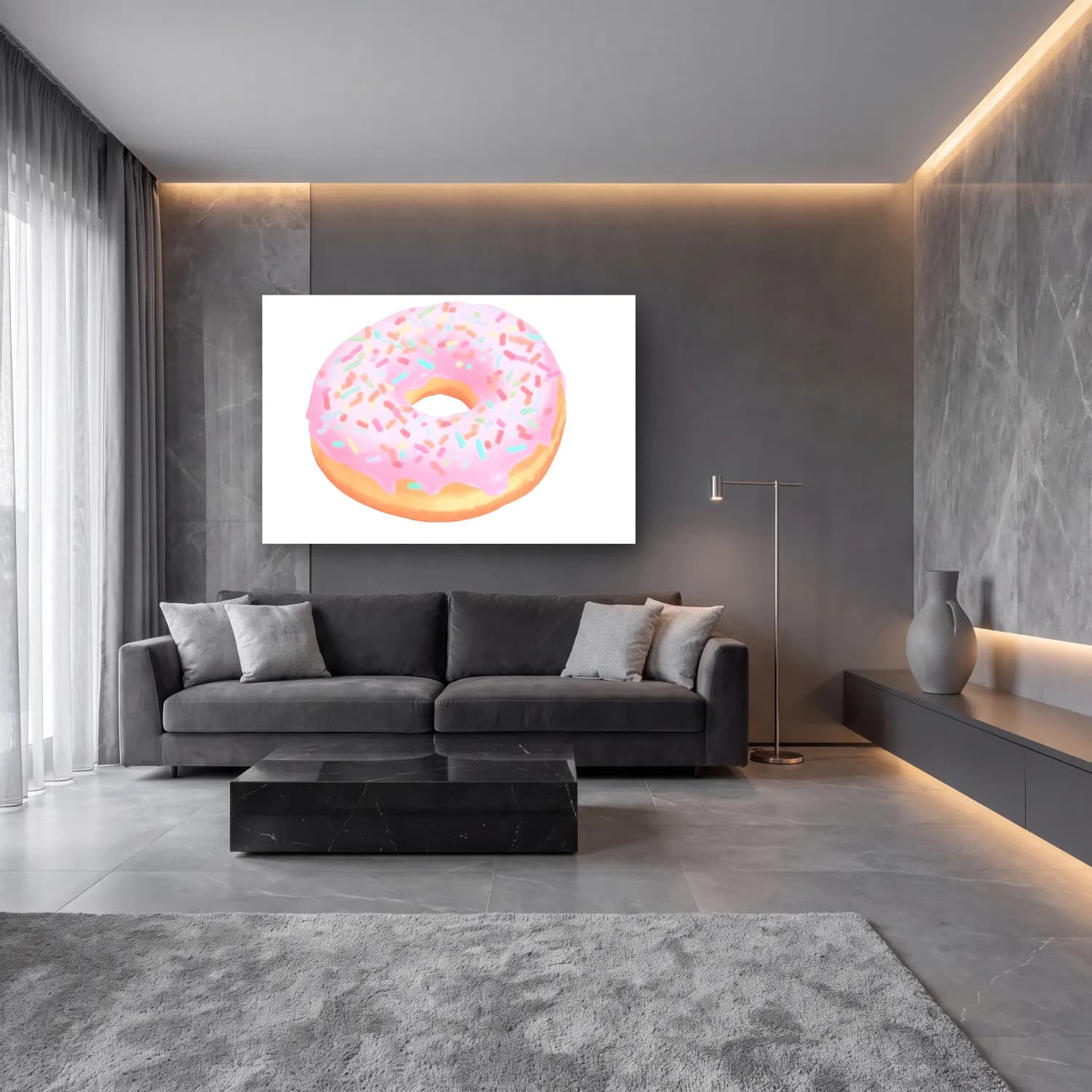 Pastel Tatlılar – Pastel Tonlar cam tablo — lüks salon duvarında