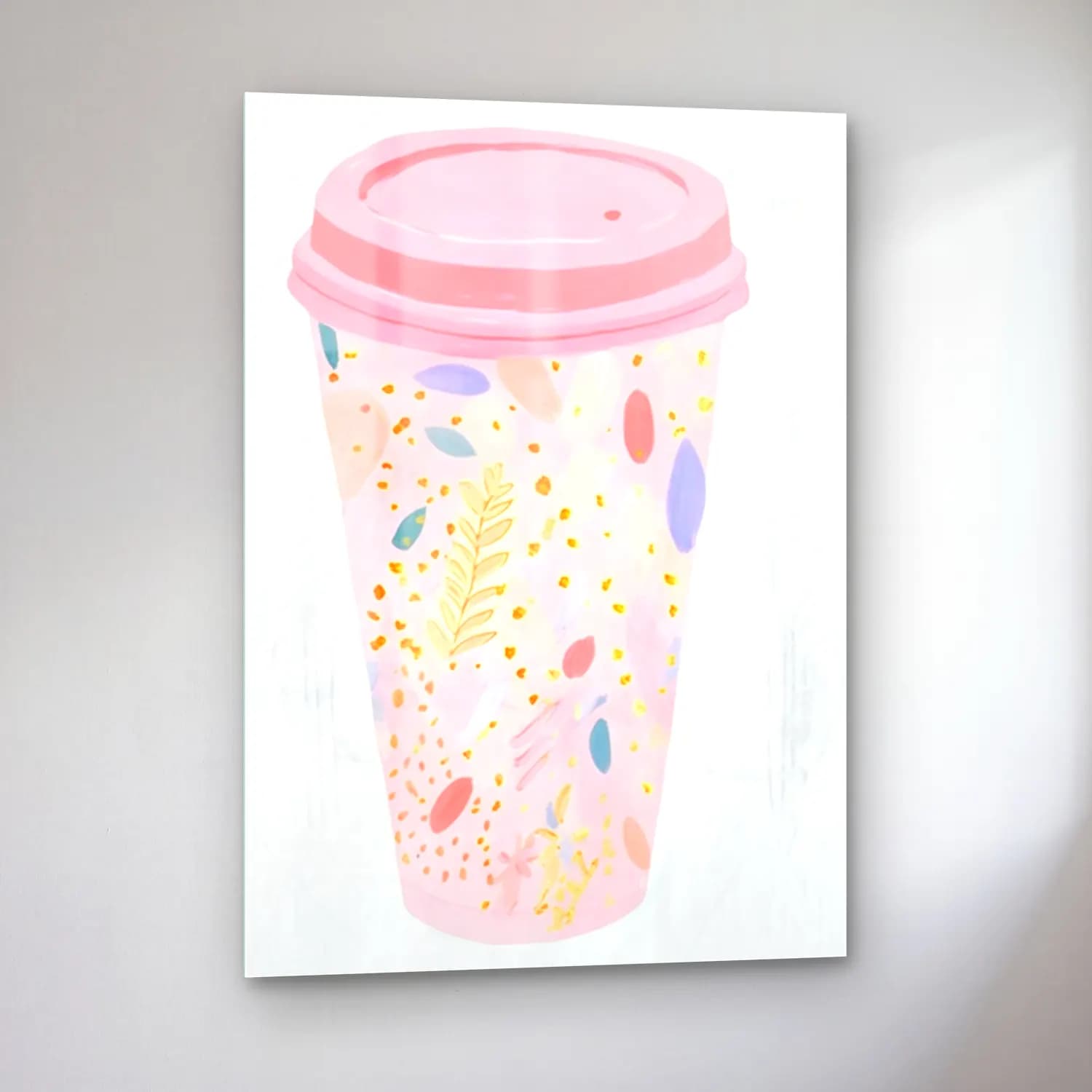 Pastel Kahve Fincanı cam tablo — sol açıdan görünüm