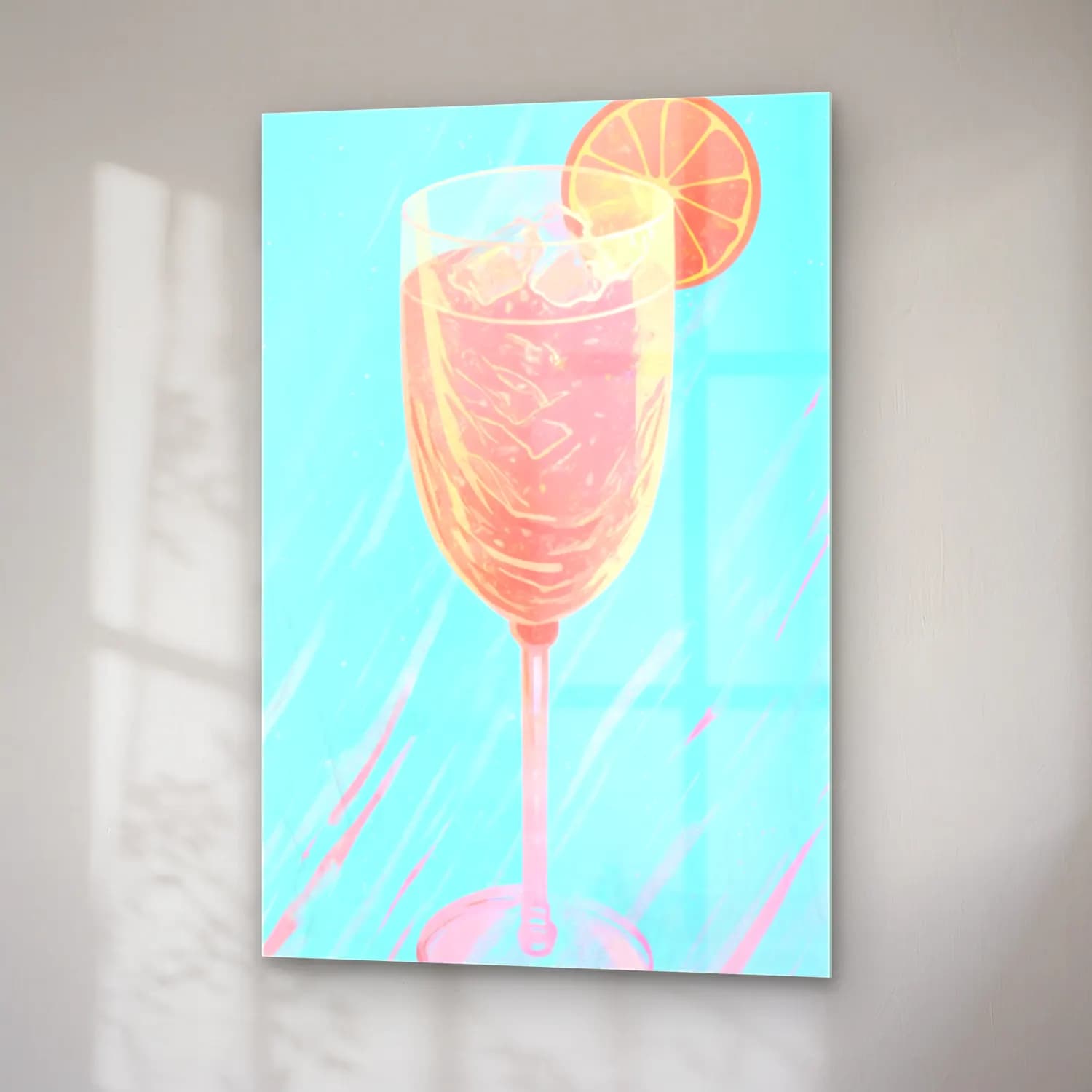 Pastel Kokteyl No. 6 cam tablo — sağ açıdan görünüm
