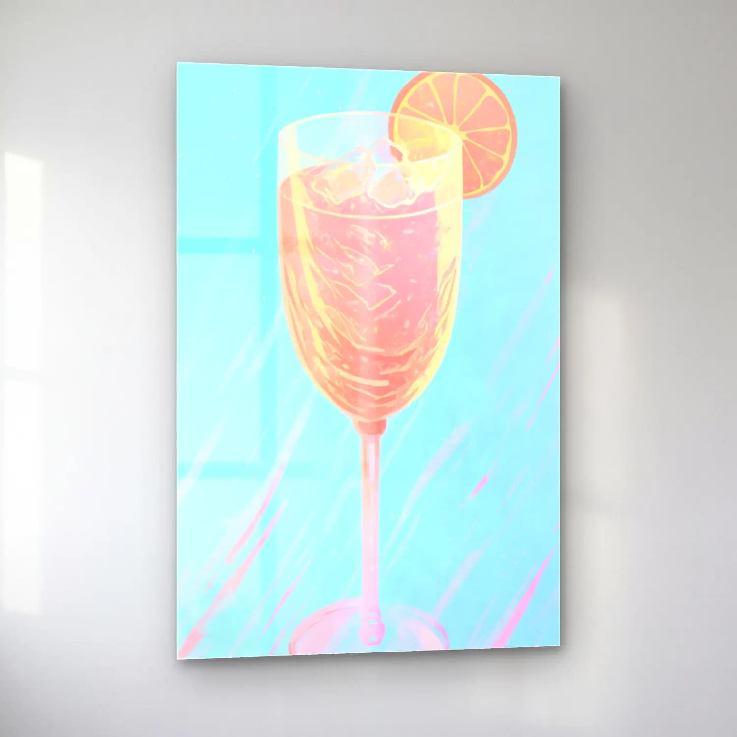Pastel Kokteyl No. 6 cam tablo — sol açıdan görünüm