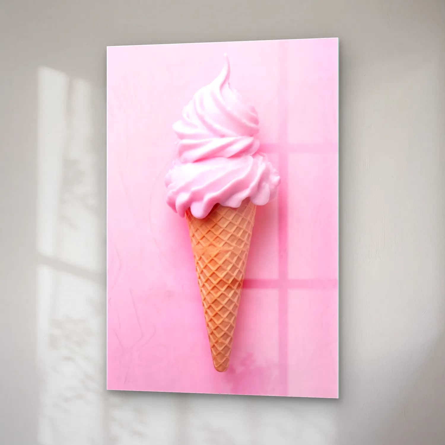 Pastel Dondurma No. 9 cam tablo — sağ açıdan görünüm