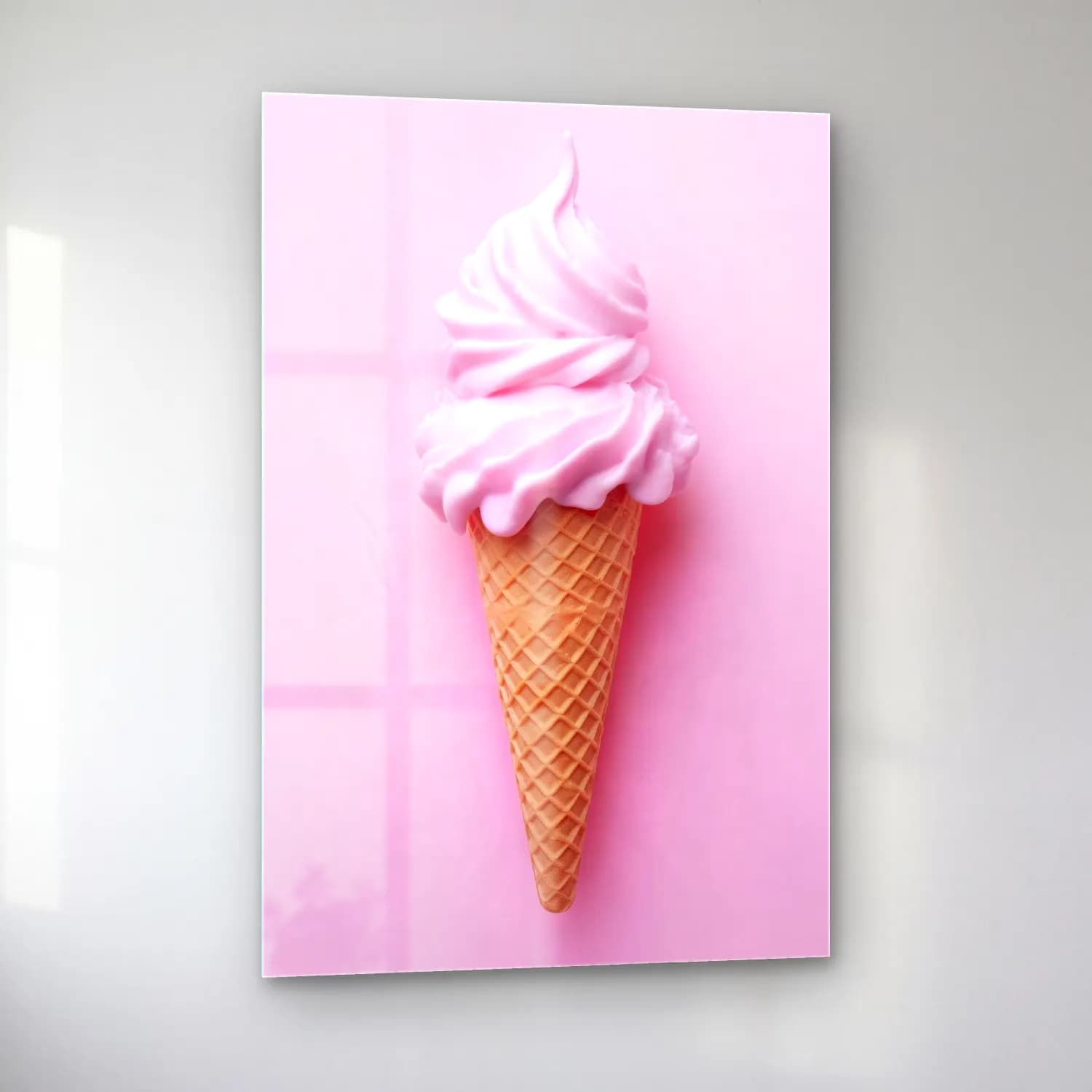 Pastel Dondurma No. 9 cam tablo — sol açıdan görünüm
