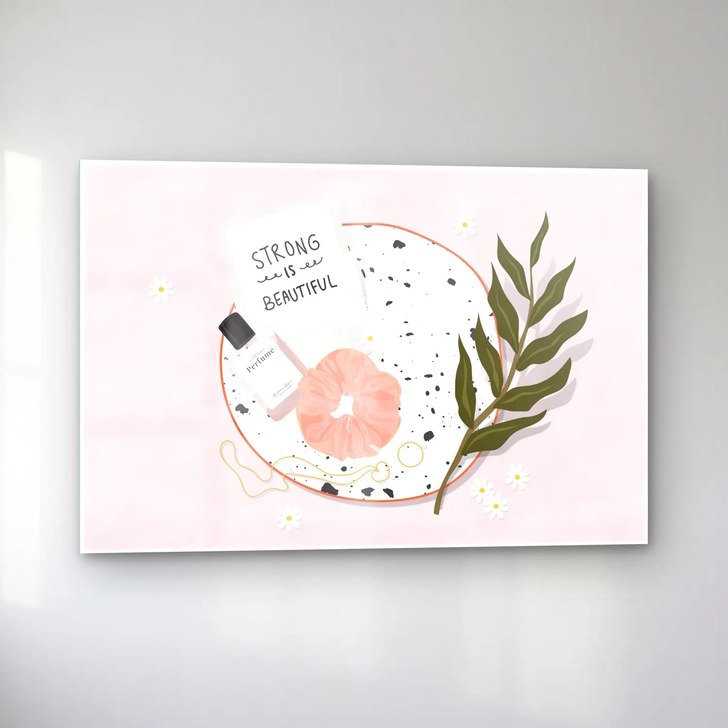 Pastel Söz Posteri cam tablo — sol açıdan görünüm