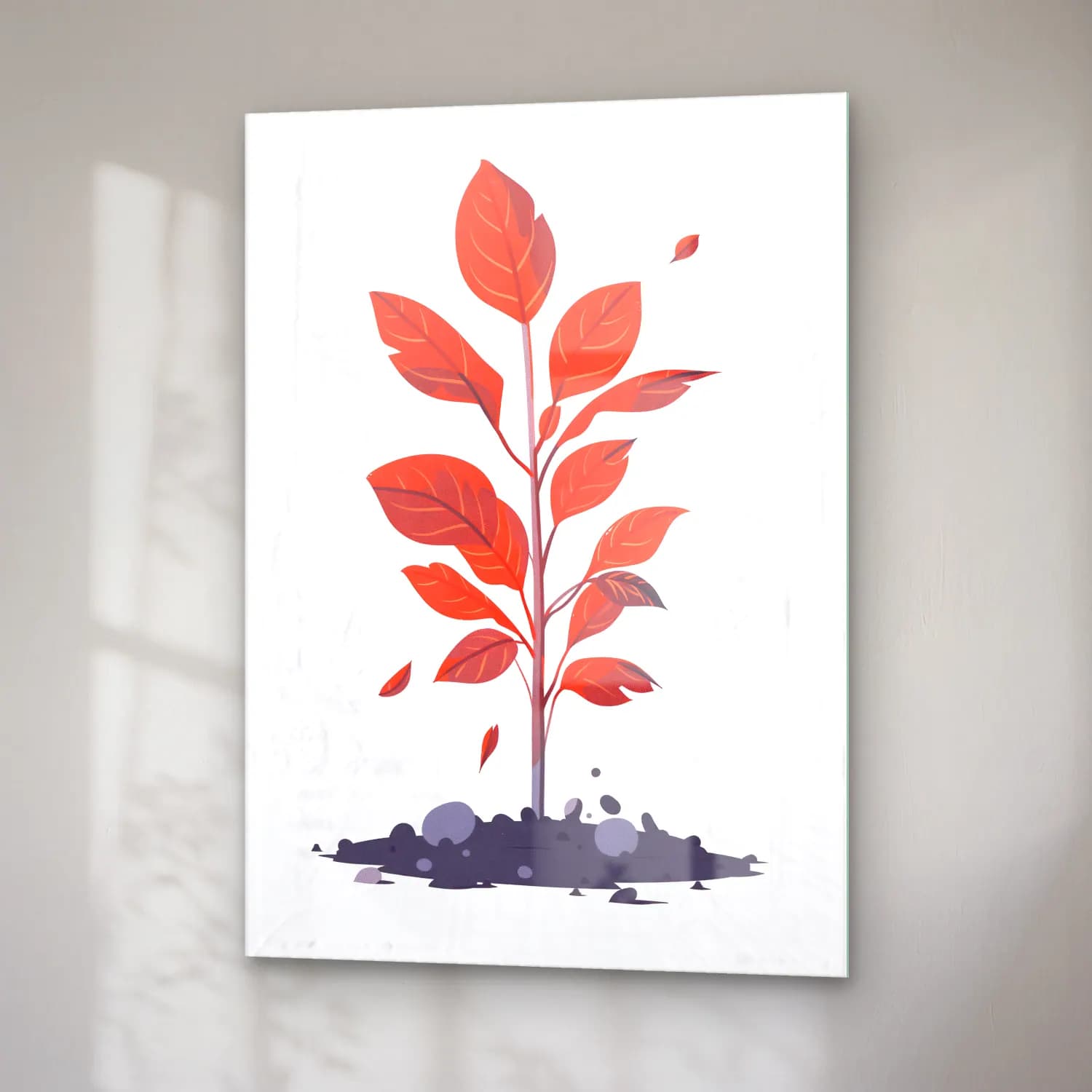 Simple Drawing – Indian Red No. 8 cam tablo — sağ açıdan görünüm