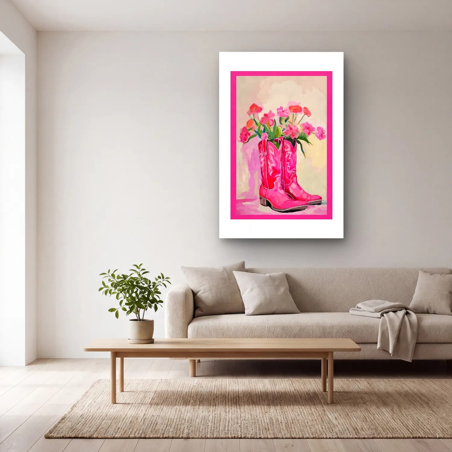 Pastel Pembe Şakayıklar – Pembe Tonlar cam tablo — açık renk salonda