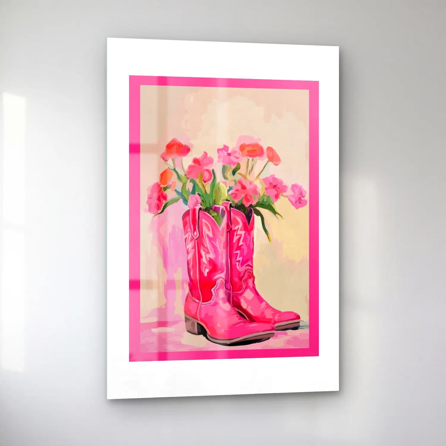 Pastel Pembe Şakayıklar – Pembe Tonlar cam tablo — sol açıdan görünüm