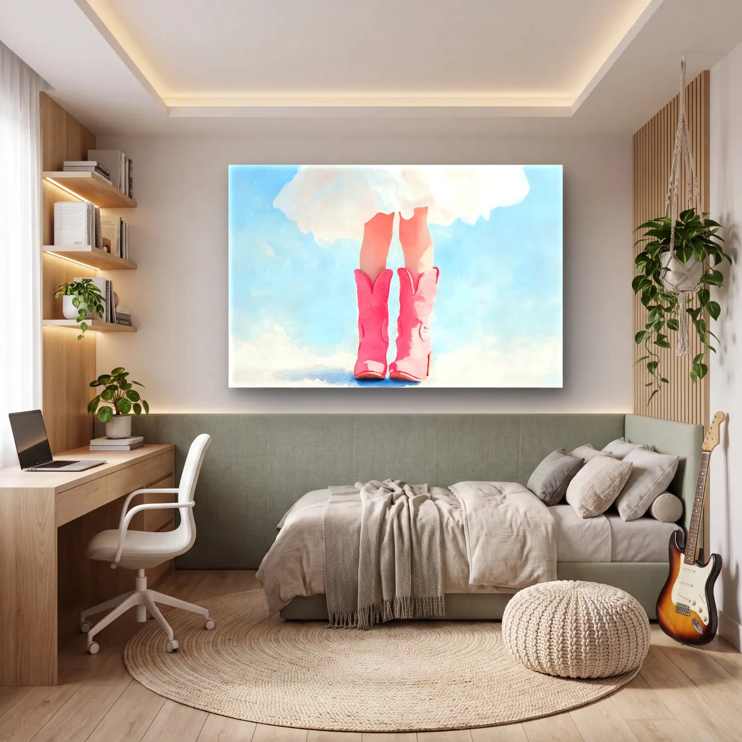 Pastel Kız Çocuğu Portresi cam tablo — genç odasında