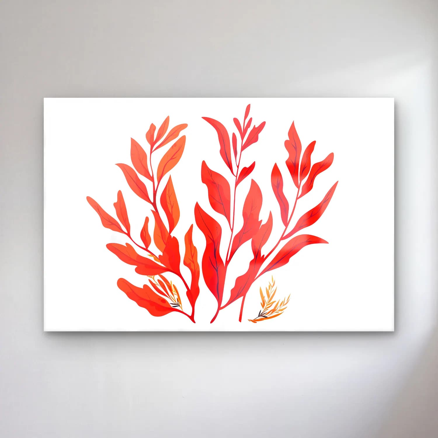 Simple Drawing – Indian Red No. 11 cam tablo — Simple Drawing – Indian Red No. 11 — botanik i̇llüstrasyon botanik yapraklar