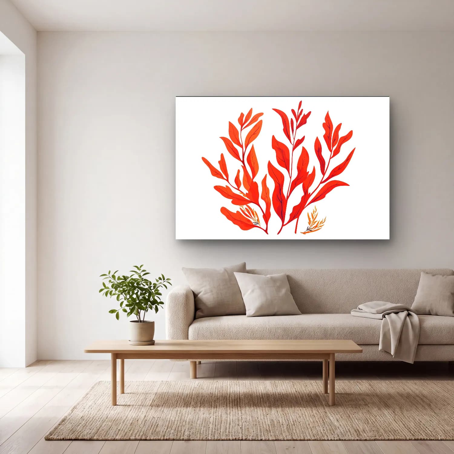 Simple Drawing – Indian Red No. 11 cam tablo — açık renk salonda
