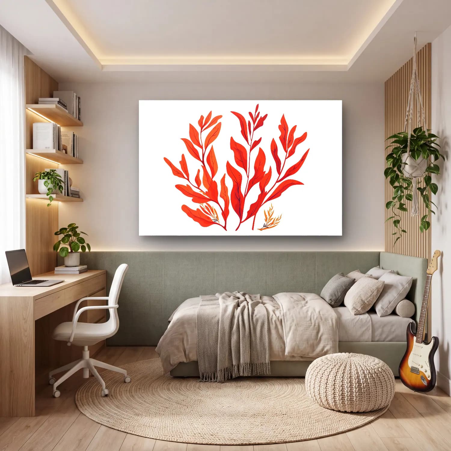 Simple Drawing – Indian Red No. 11 cam tablo — genç odasında