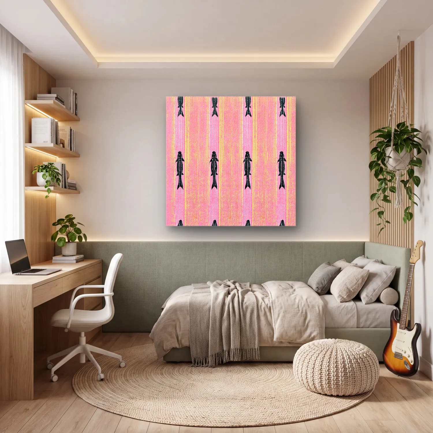 Pastel Balık – Pembe Tonlar cam tablo — genç odasında