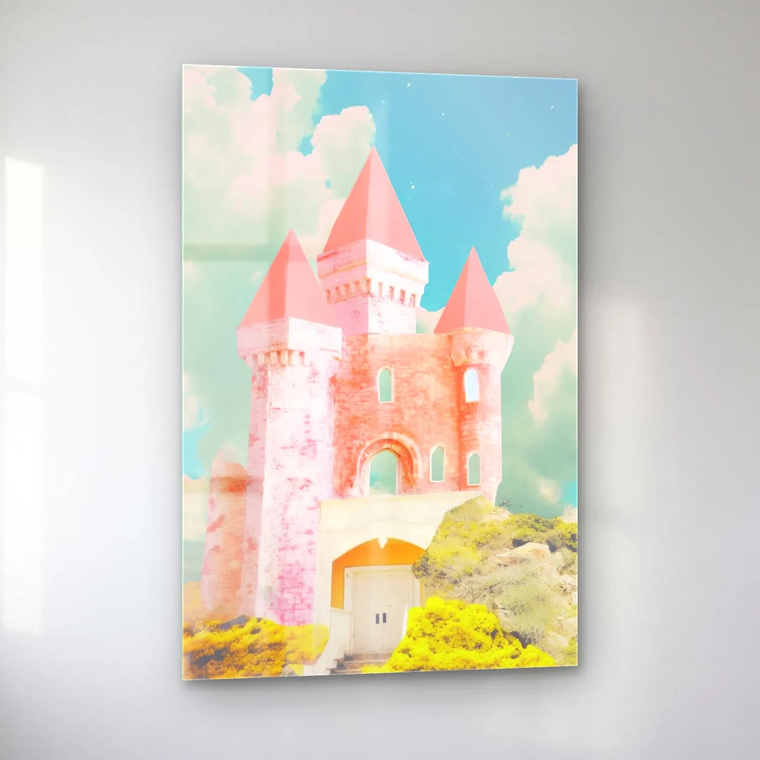 Pastel Şato – Pembe Tonlar cam tablo — sol açıdan görünüm