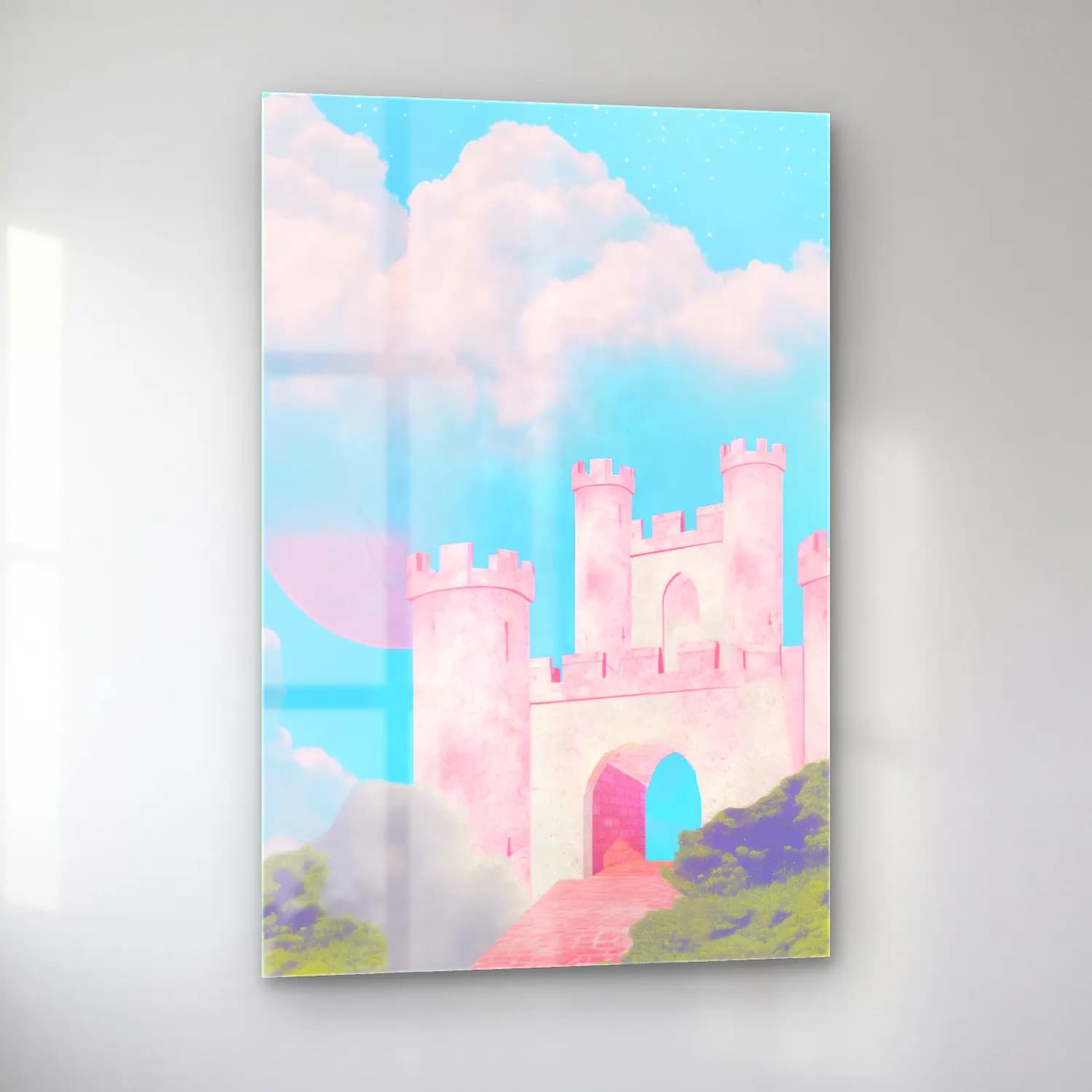 Pastel Şato No. 4 cam tablo — sol açıdan görünüm