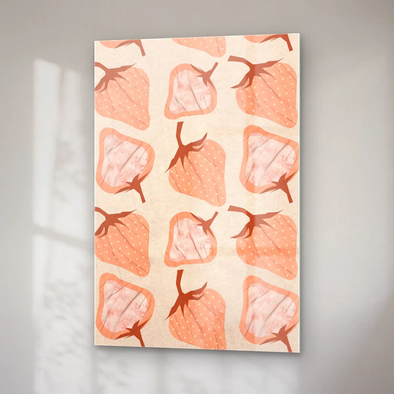 Pastel Çilekler No. 9 cam tablo — sağ açıdan görünüm