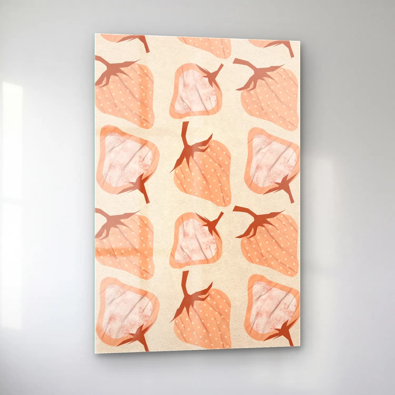 Pastel Çilekler No. 9 cam tablo — sol açıdan görünüm