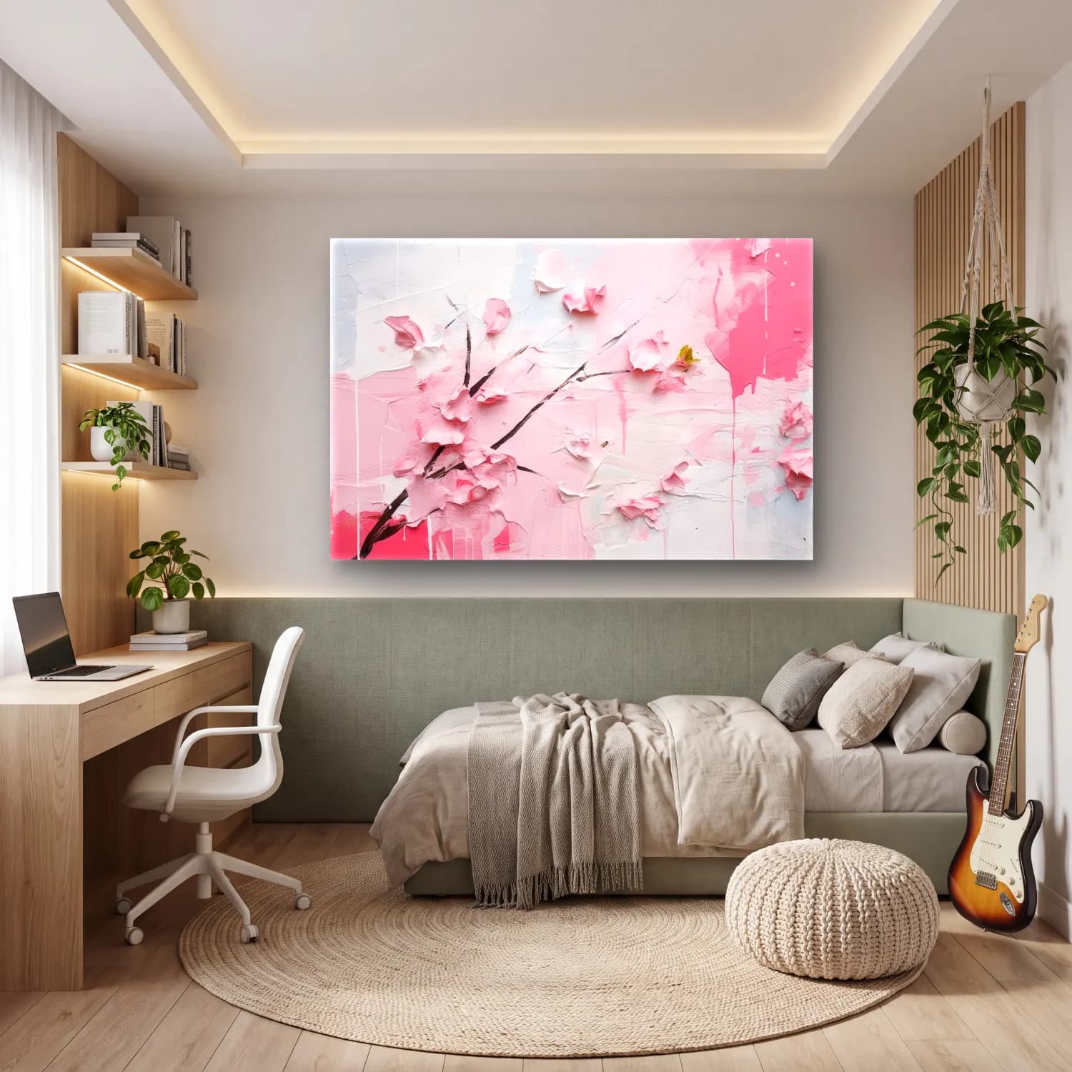 Pastel Kiraz Çiçekleri – Pembe Tonlar cam tablo — genç odasında