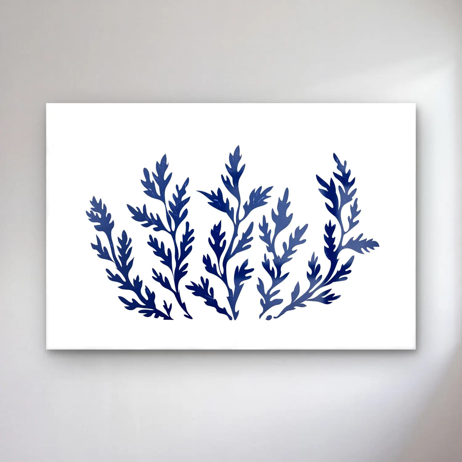 Simple Drawing – navy blue No. 13 cam tablo — Simple Drawing – navy blue No. 13 — botanik i̇llüstrasyon botanik yapraklar