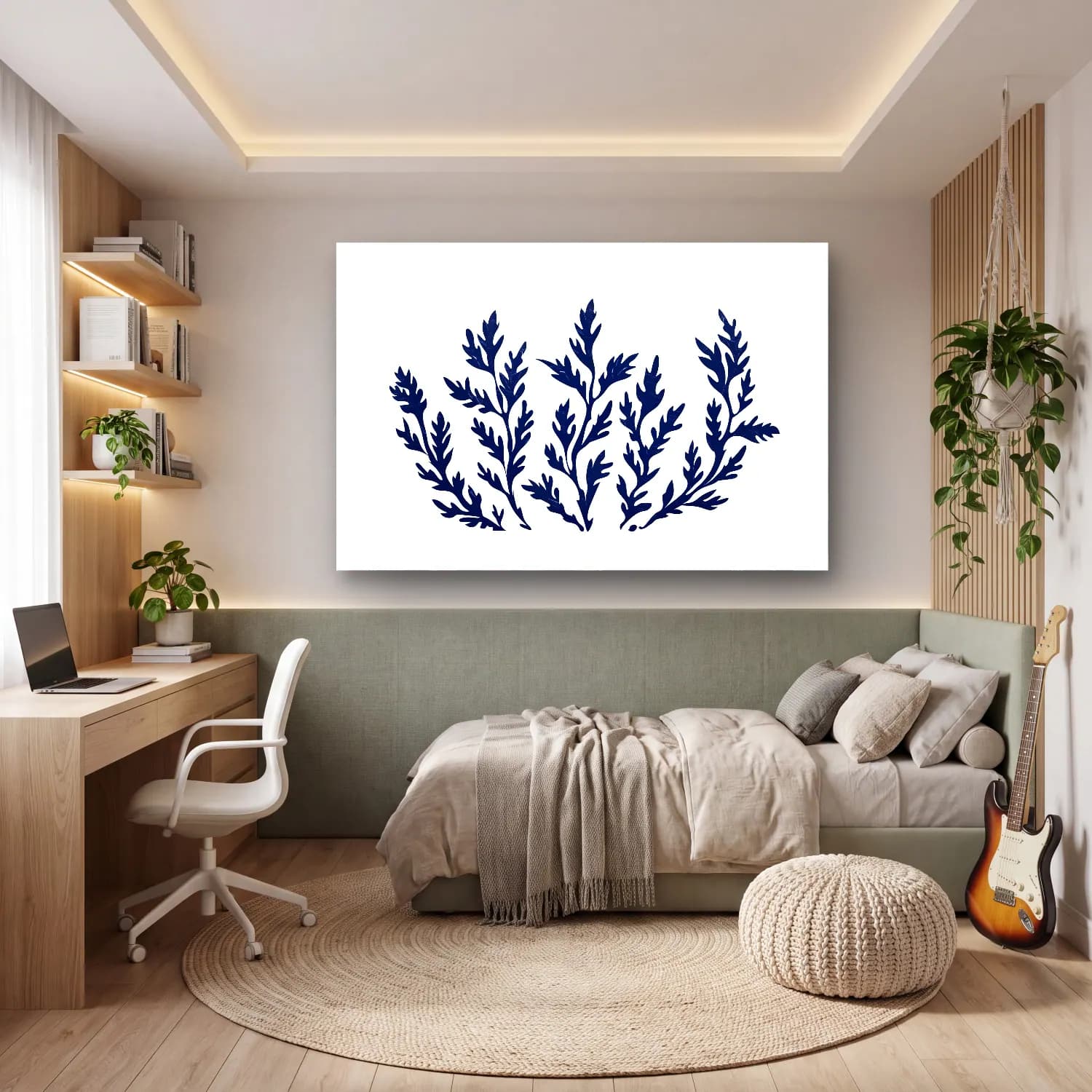 Simple Drawing – navy blue No. 13 cam tablo — genç odasında