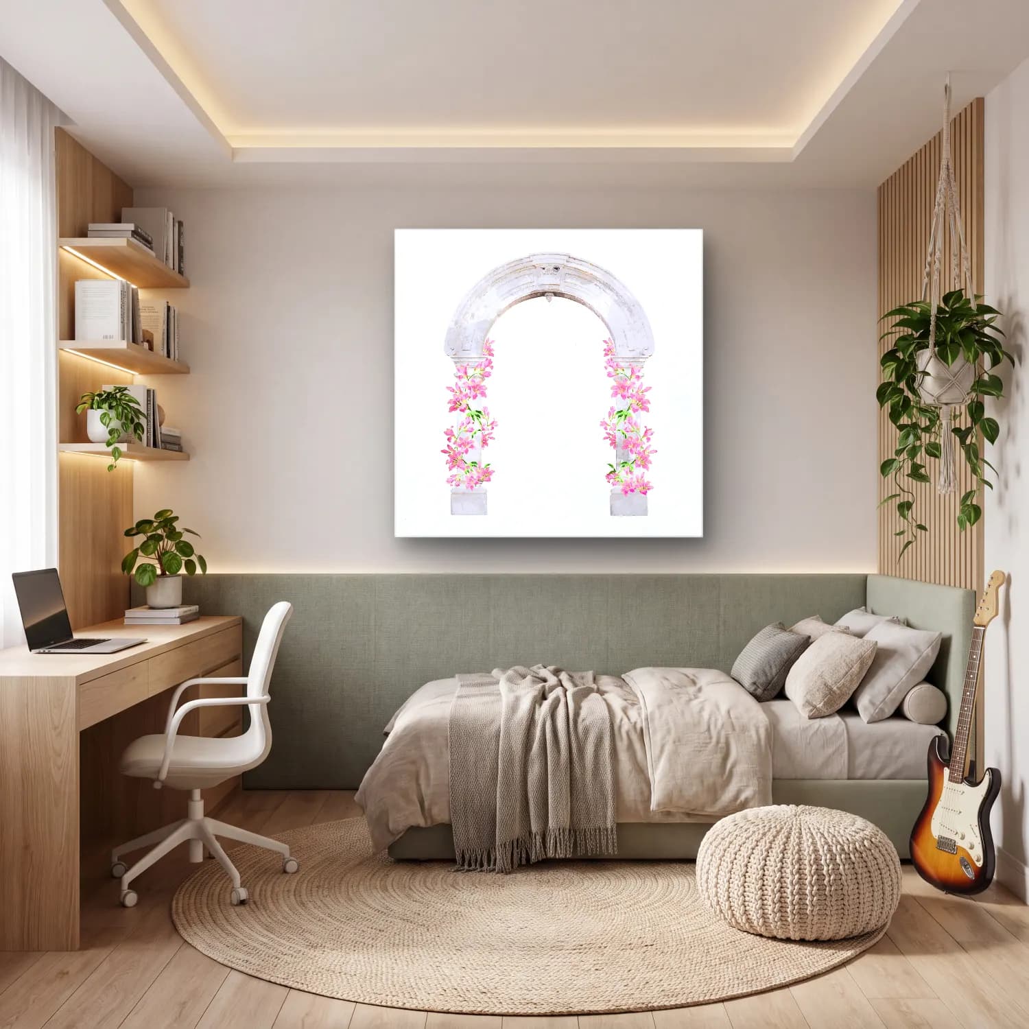 Pastel Kapı – Pembe Tonlar cam tablo — genç odasında