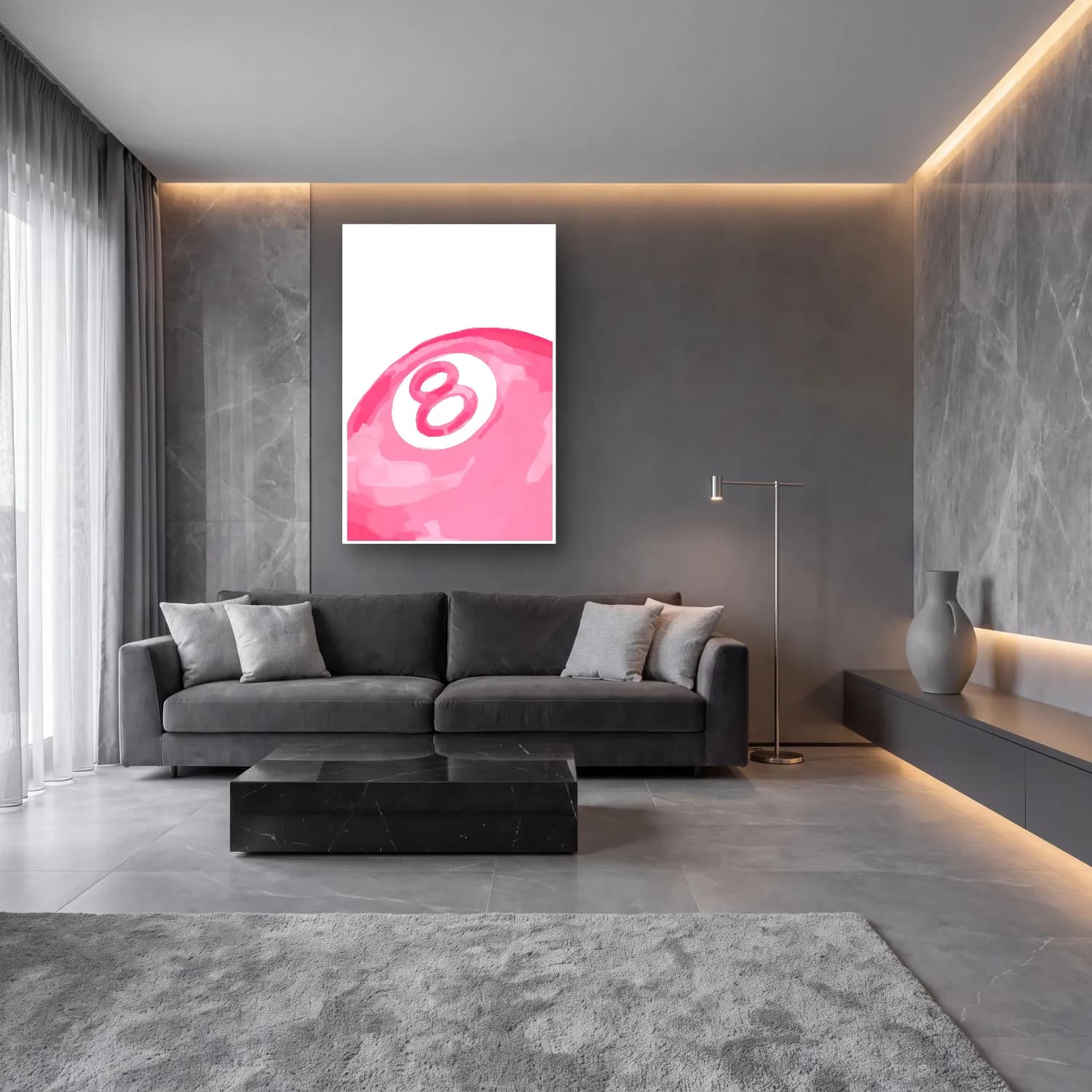 Pastel Rakamlar – Pembe Tonlar cam tablo — lüks salon duvarında