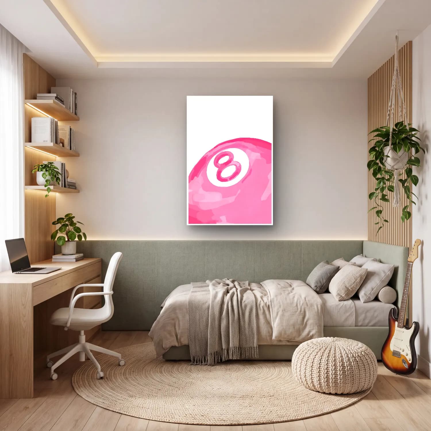 Pastel Rakamlar – Pembe Tonlar cam tablo — genç odasında