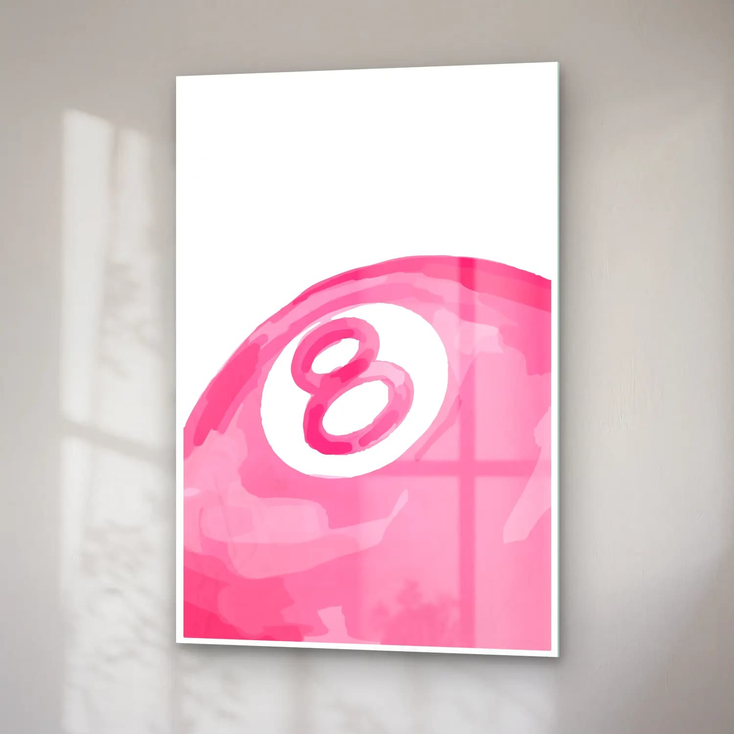 Pastel Rakamlar – Pembe Tonlar cam tablo — sağ açıdan görünüm