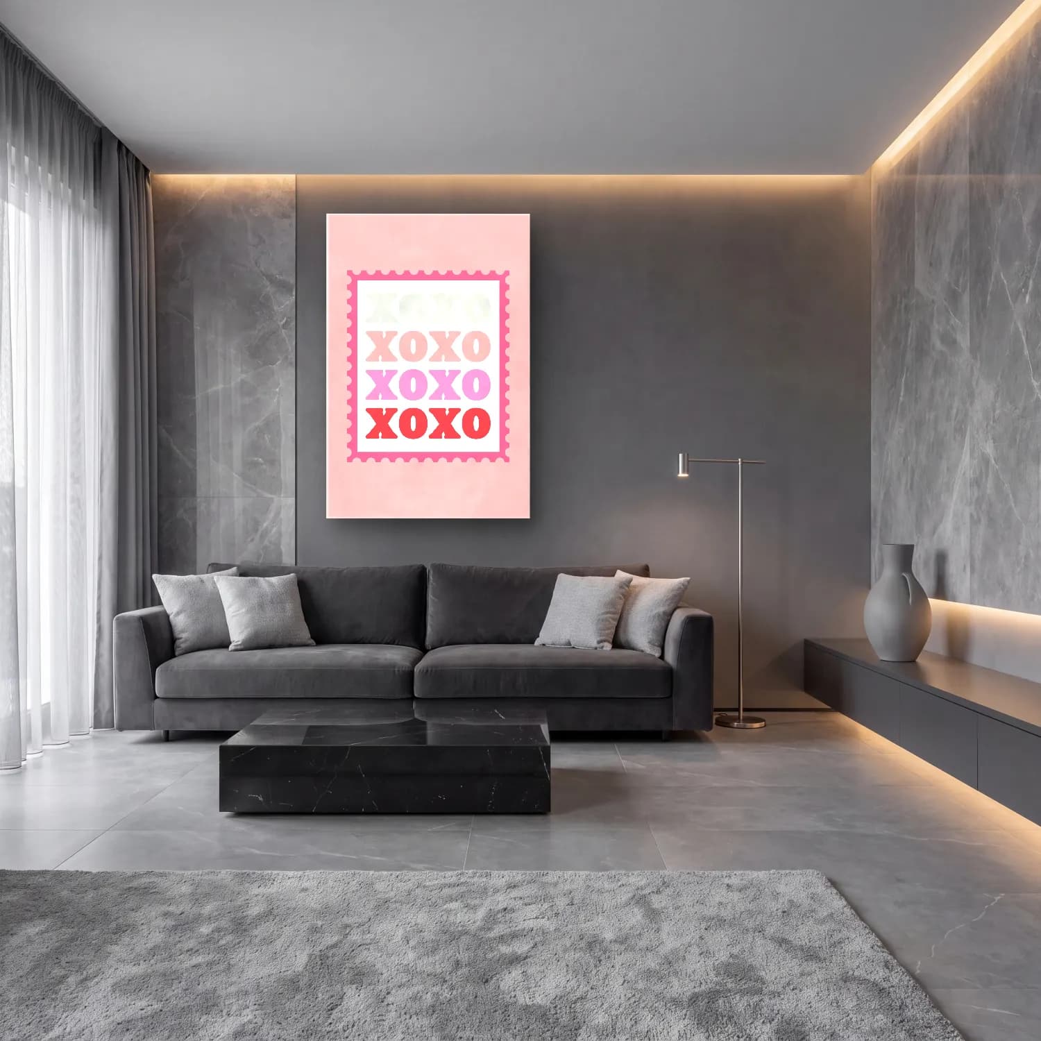 Pastel Harf Posteri No. 4 cam tablo — lüks salon duvarında