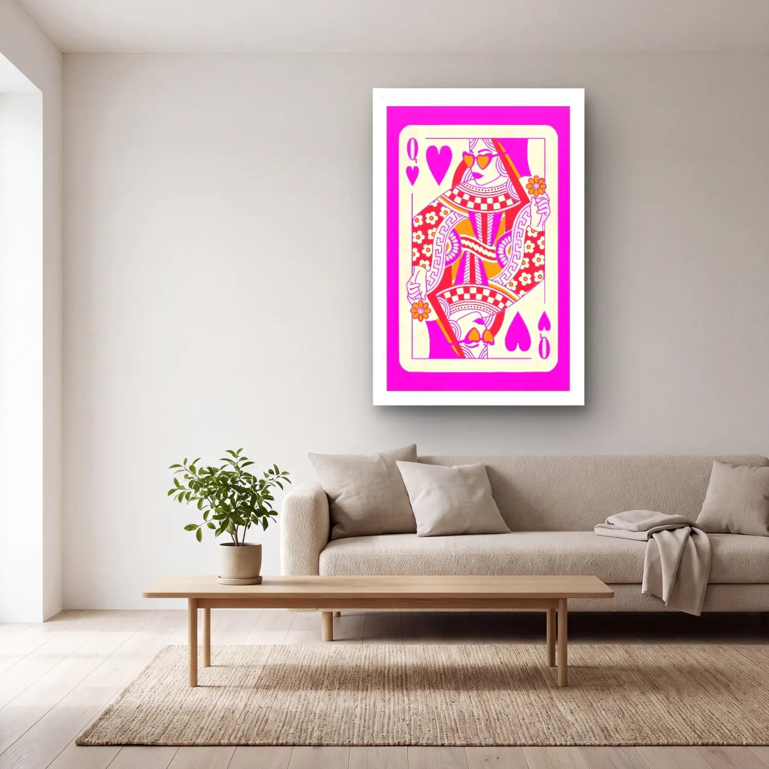 Maksimalist Dama Deseni – Pembe Tonlar cam tablo — açık renk salonda