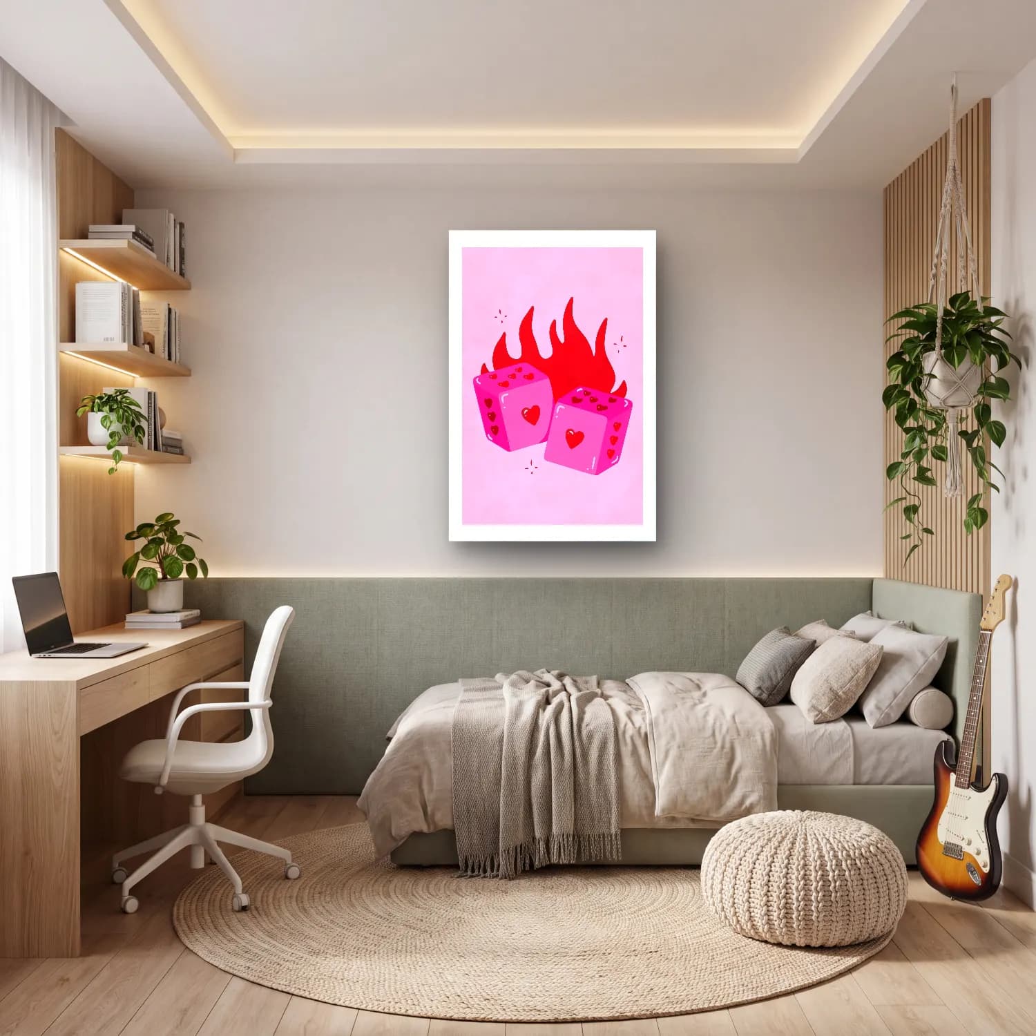 Sevimli İllüstrasyon Mumlar – Pembe Tonlar cam tablo — genç odasında