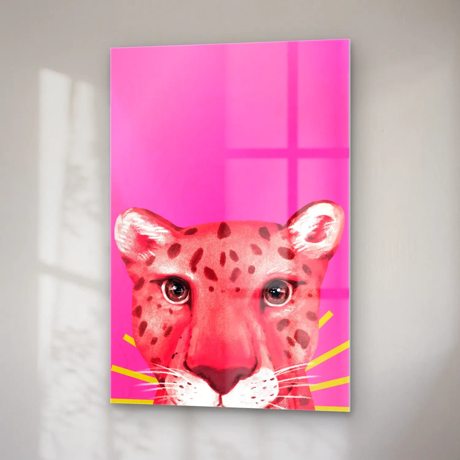Maksimalist Leopar No. 6 cam tablo — sağ açıdan görünüm