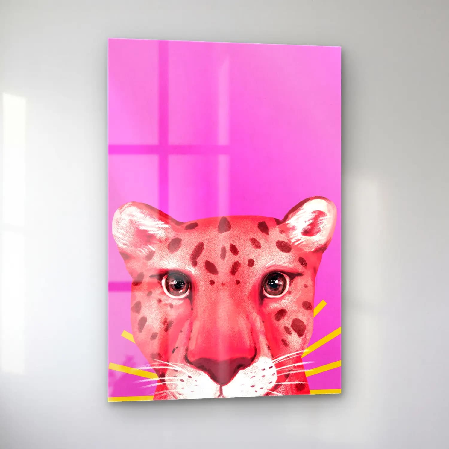 Maksimalist Leopar No. 6 cam tablo — sol açıdan görünüm