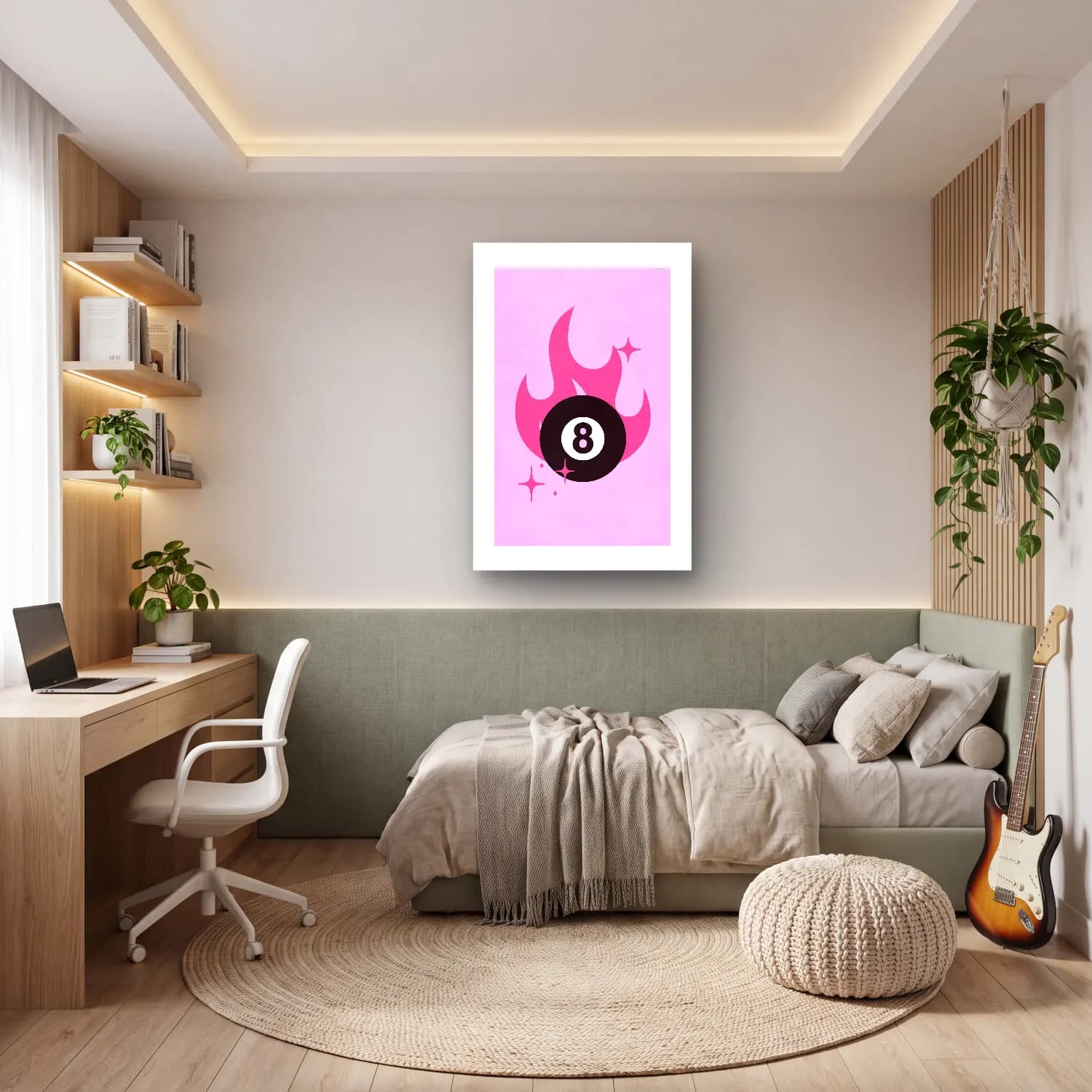 Pastel Rakamlar No. 4 cam tablo — genç odasında