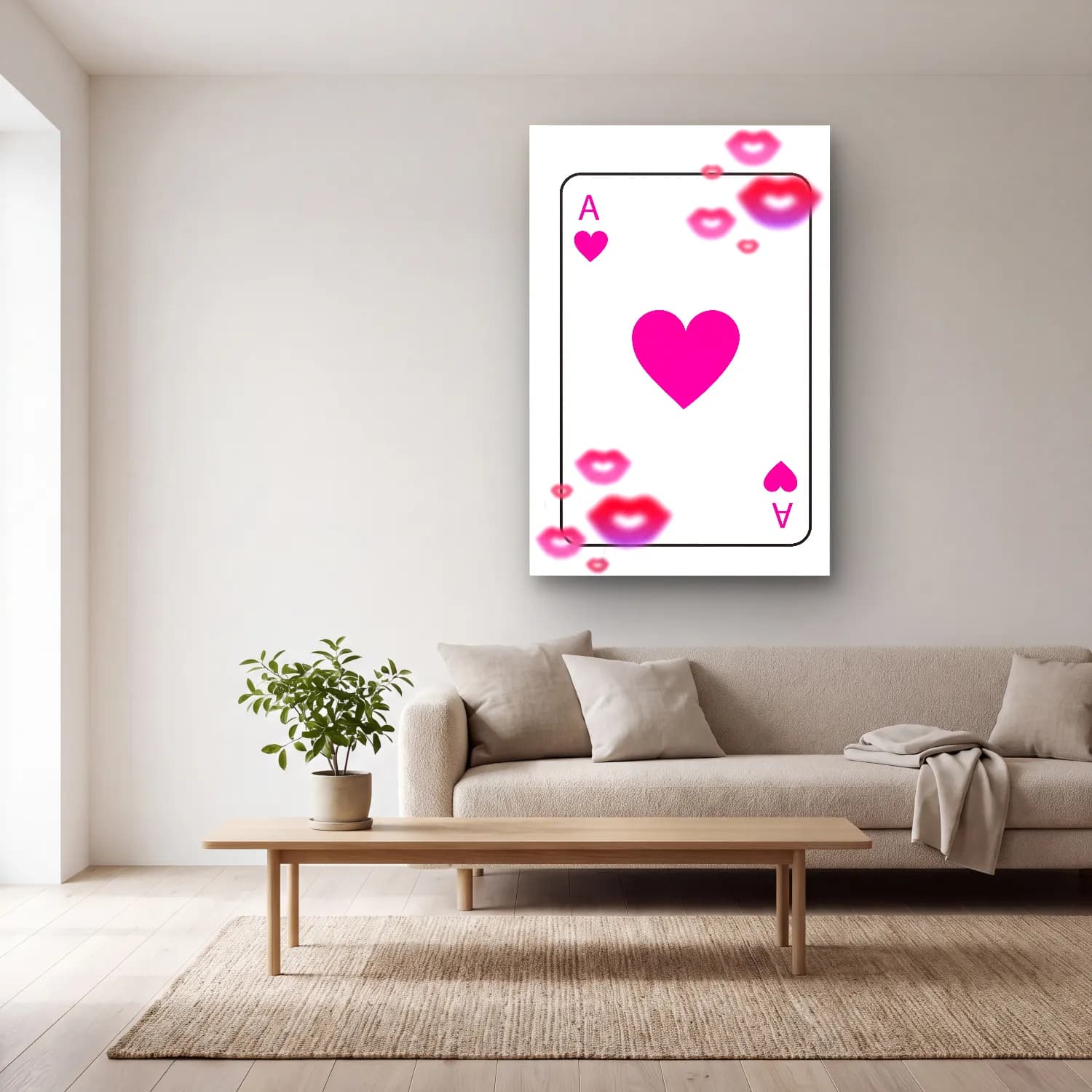 Pop Art Tenis – Pembe Tonlar cam tablo — açık renk salonda