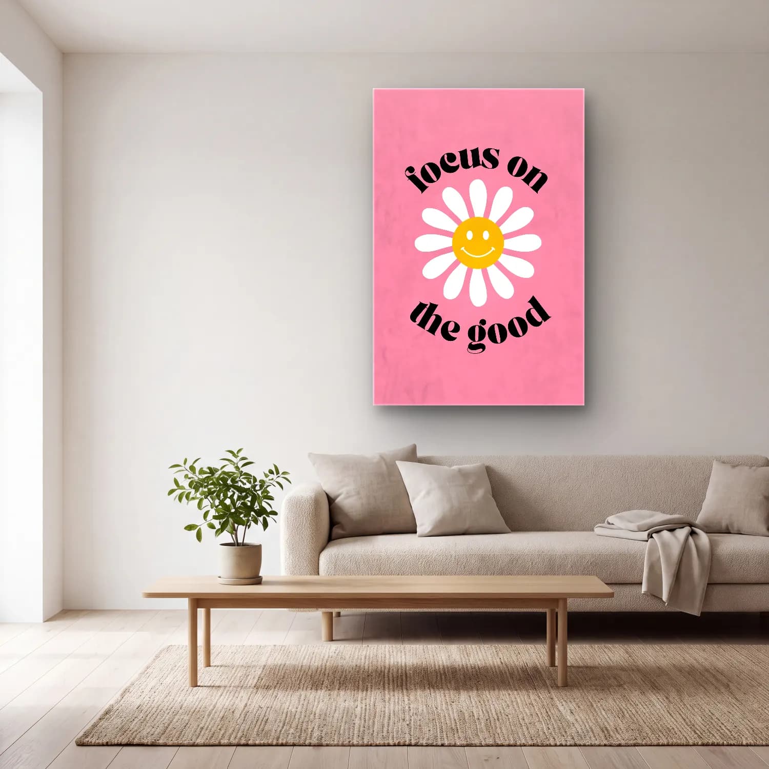 Pastel Söz Posteri No. 10 cam tablo — açık renk salonda