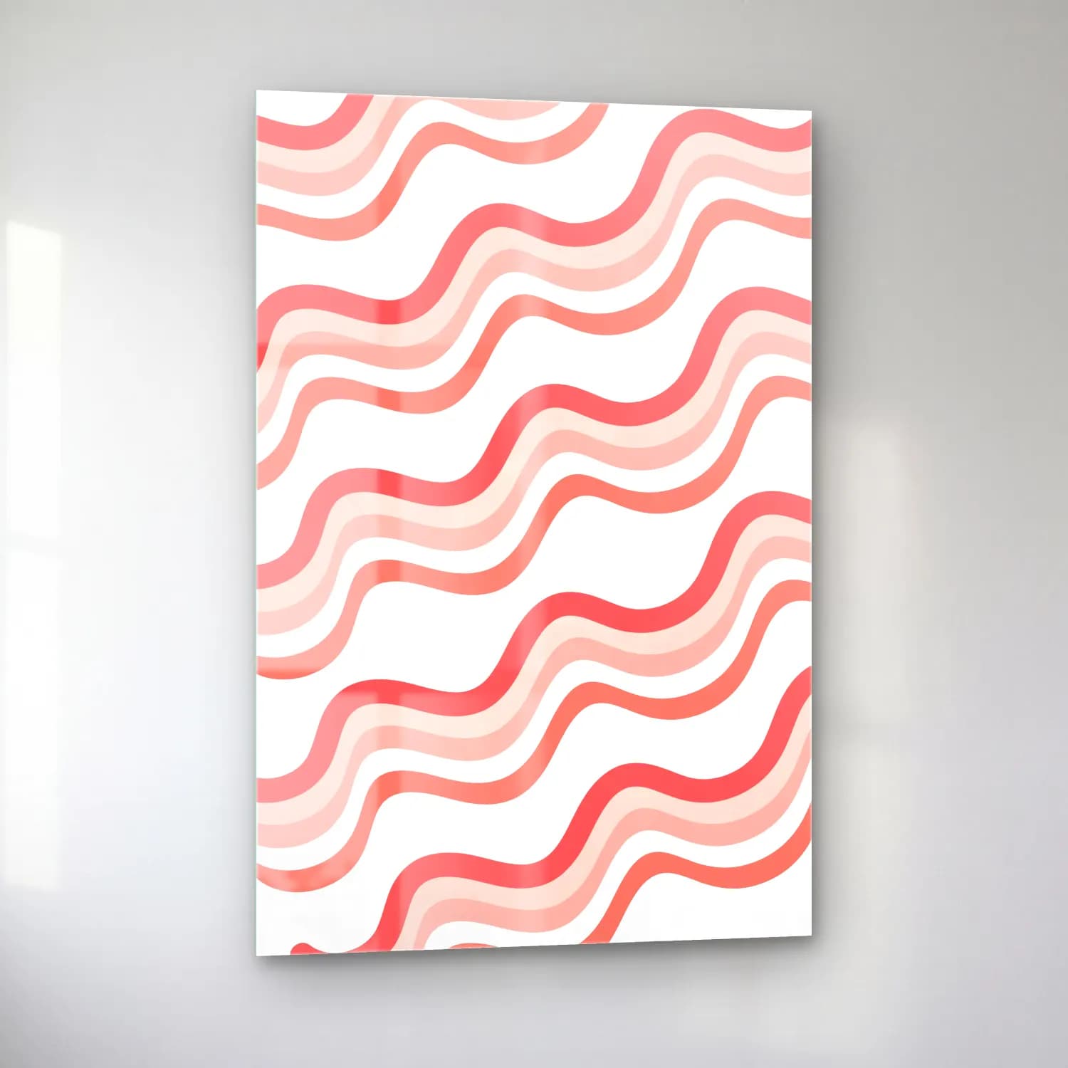 Pastel Dalgalı Çizgiler No. 6 cam tablo — sol açıdan görünüm