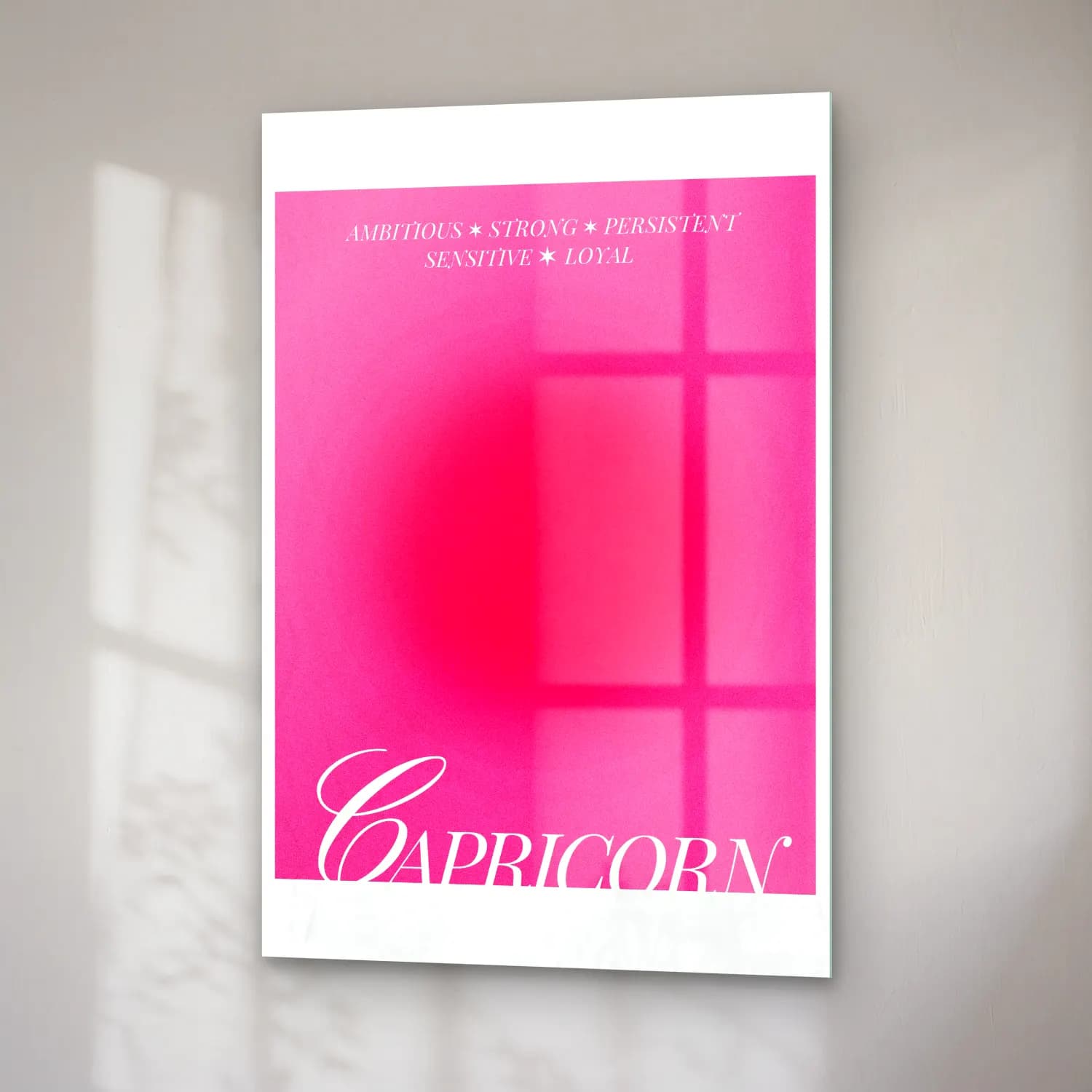Pastel Yazılı Tasarım No. 32 cam tablo — sağ açıdan görünüm