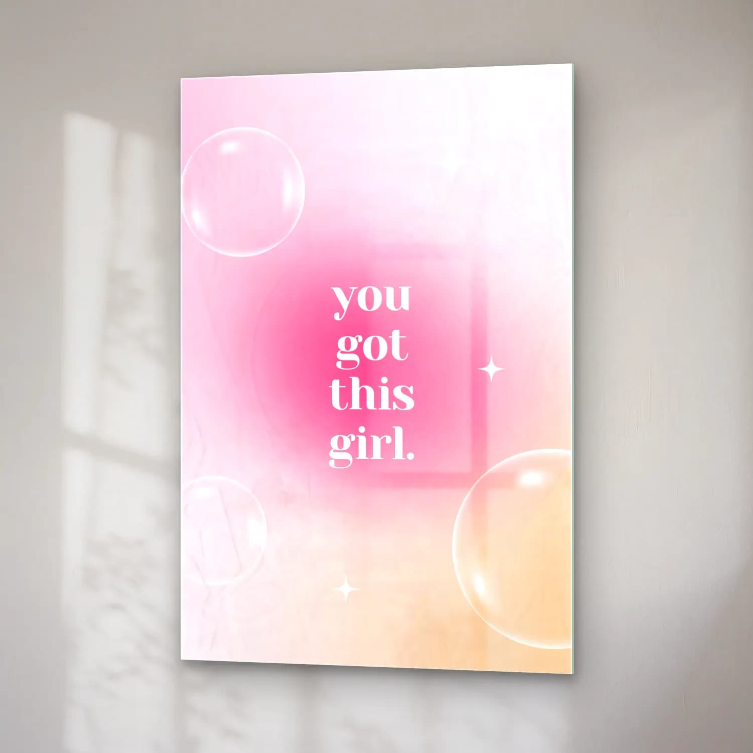 Pastel Söz Posteri No. 11 cam tablo — sağ açıdan görünüm