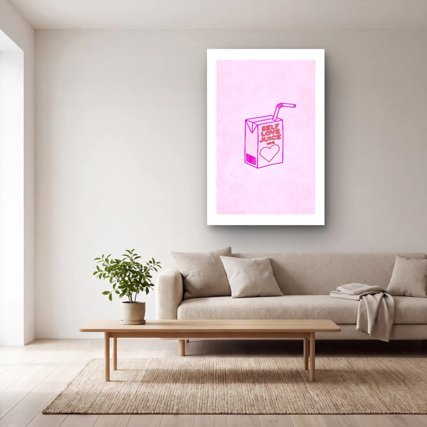 Pastel Çay Fincanı No. 7 cam tablo — açık renk salonda