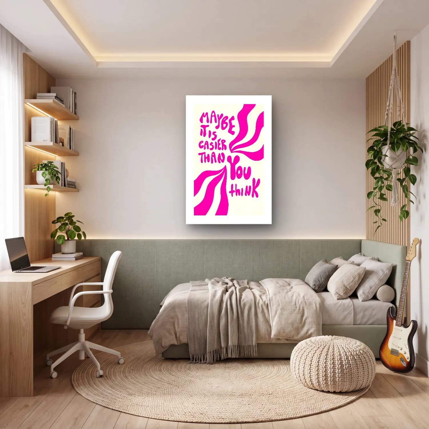 Retro Söz Posteri – Pembe Tonlar cam tablo — genç odasında