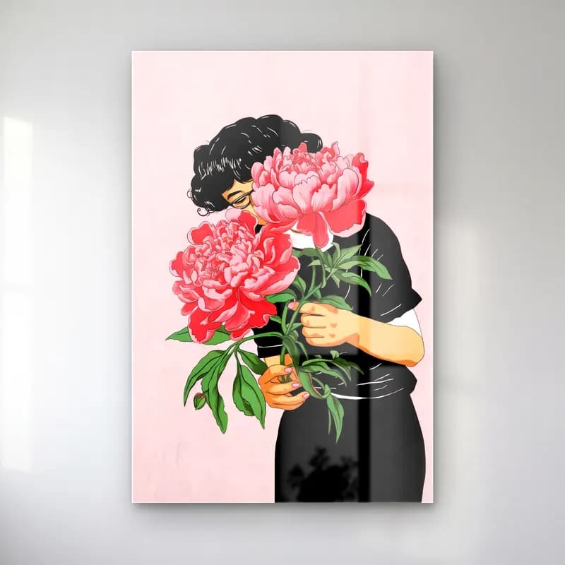 Vintage Pembe Şakayıklar cam tablo — Vintage Pembe Şakayıklar — vintage pembe şakayıklar