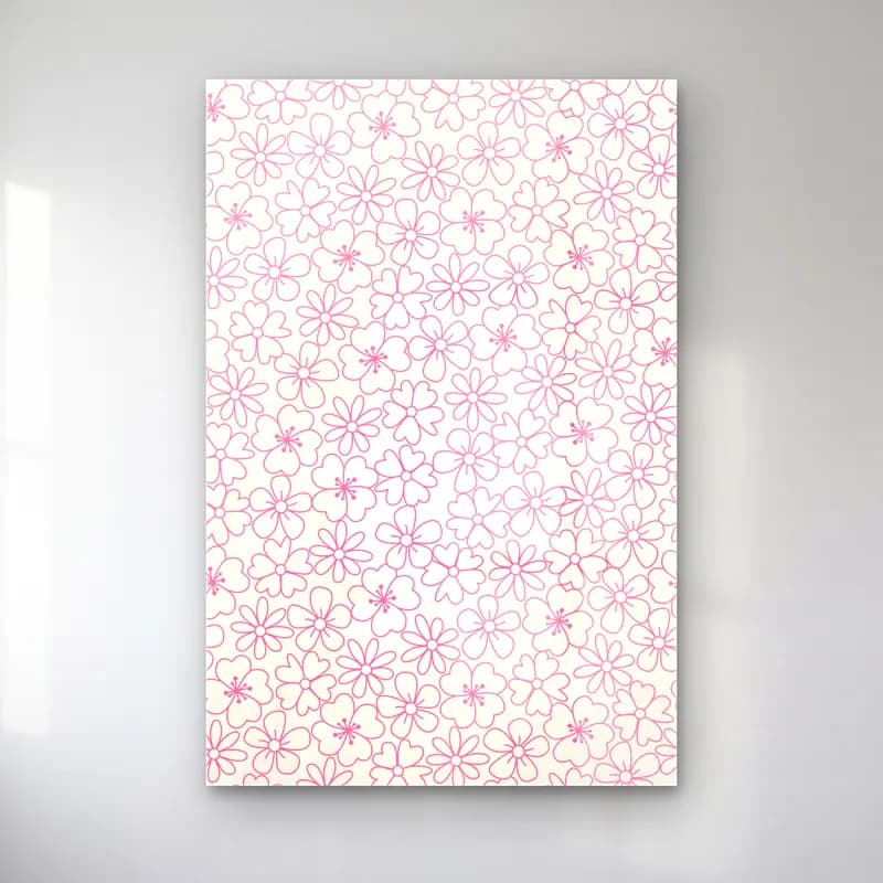 Çizgi Sanatı Çiçek Deseni – Pembe Tonlar cam tablo — Çizgi Sanatı Çiçek Deseni – Pembe Tonlar — çizgi sanatı çiçek deseni